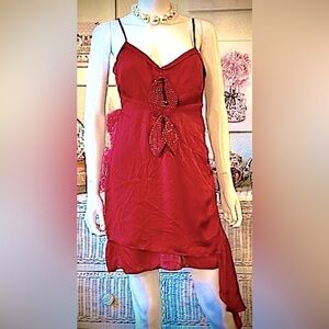 For Love And Lemons After Dark ruched dress with sequin bow Red Color Size M